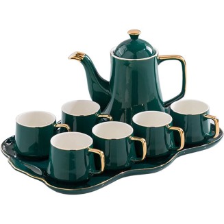 Tea Cups And Ceramic Tray Set of 14 Pieces,Luxury Set with Teapot, Afternoon Tea Coffee Cups, British Porcelain Tea Party Set for Housewarming Gifts,A