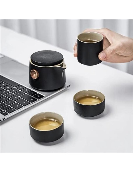 Tea kettle Ceramic Teapot Tea Cups A Tea Sets Chinese Travel Tea Set Drinkware Teapot (Color : Red) (Color : Black, Size : Onesize) (Black Onesize)