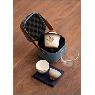 chinese tea set,chinese ceramic tea cup, Portable Ceramic Tea Pot And Cup Set Boutique Tea Set Chinese Crane Handmade Travel Teaware Gaiwan Custom Drinkware 1 Pot 3 Cups Teapot (Color : E)