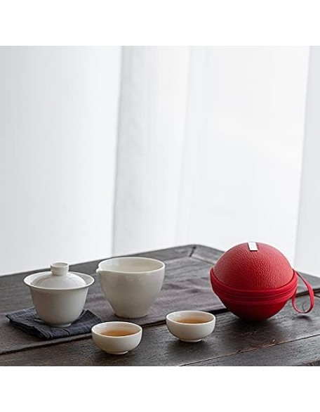 Tea Set Tea Set Teapot Tea Cup Travel Bag Chinese Kung Fu Tea Set Gaiwan Teapot Teacups Fair Mug Tea Sets White Ceramic for Gift Puer DrinkwareTeapot
